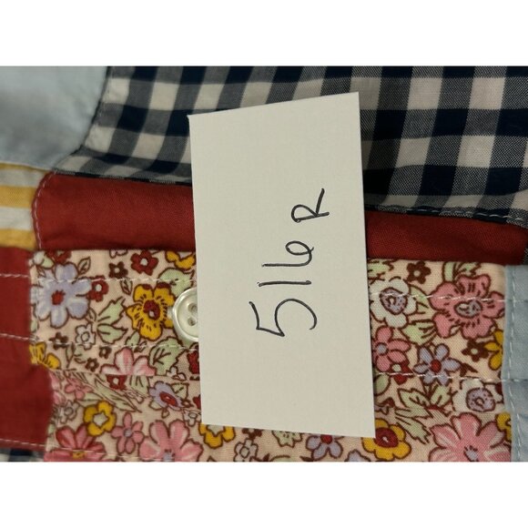 Lands End Womens Patchwork Button-Up Cotton Shirt Multicolor Size Large 14 - Picture 9 of 9